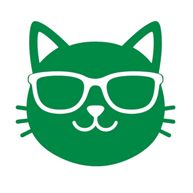 A cat wearing sunglasses in green color sticker