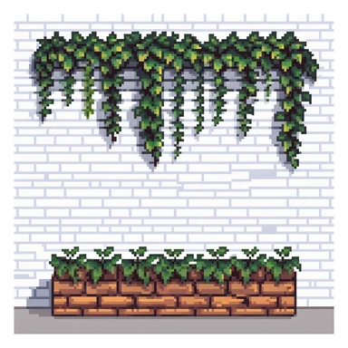 brick wall with ivy plants growing on it sticker