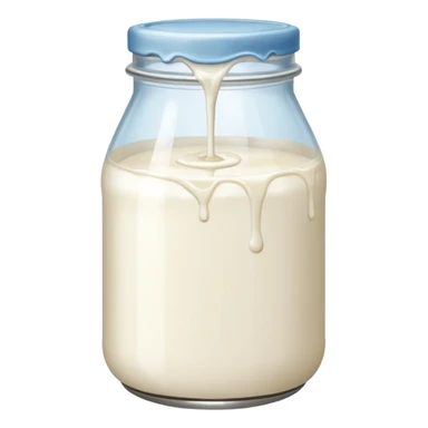 a jar of milk but the top is sticky and its dripping but theres no lit, and also no straw, I WANT IT TO BE VERY VERY MESSY sticker