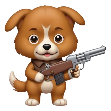 Dog holding a gun sticker