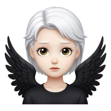 Fallen Angel, white hair, black wings sticker