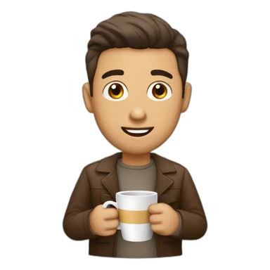 Homem branco careca tomando café sticker