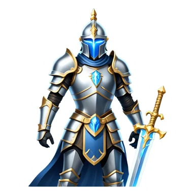 An icon representing RPG, inspired by Elden Ring. The design features a warrior in armor, holding a sword, standing in front of a mystical, dark landscape with glowing runes and a distant castle. The atmosphere evokes epic quests, exploration, and intense battles. Transparent background sticker