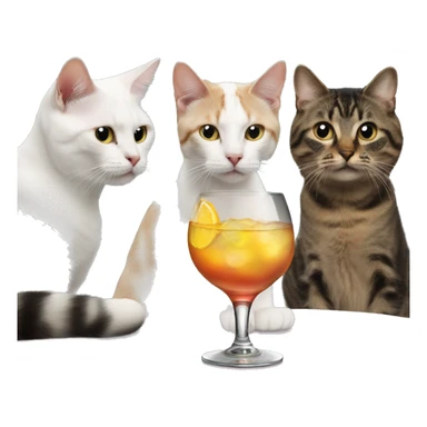 four cats at a cocktail party sticker