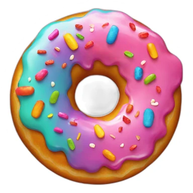 Rainbow donut with smiley face sticker