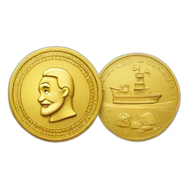 a gold coin on which Santa Claus is drawn sticker