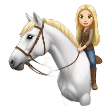 Une fille blonde avec un cheval blanc sticker
