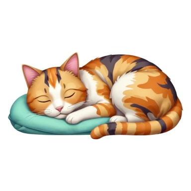 full body colourful light patched calico tabby cat sleeping sticker