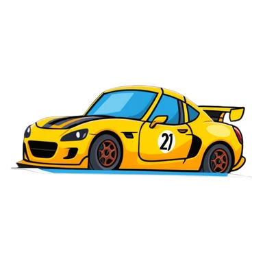cartoonish emoji of a person named Abdal drifting in a sports car, energetic, fun, with motion lines sticker
