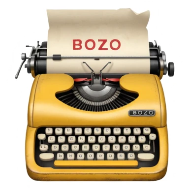 Typewriter typing on paper and the paper says bozo sticker