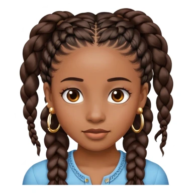 black girl with braids hanging down and no glasses and good earrings sticker
