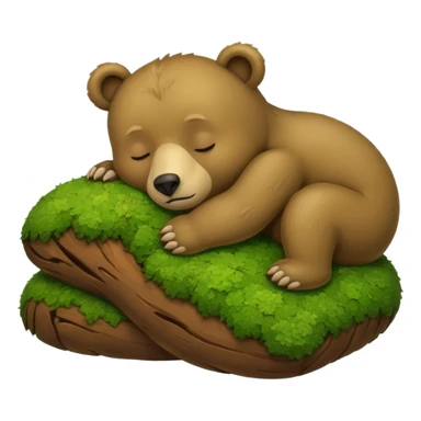 bear cub hugging moss pillow asleep sticker