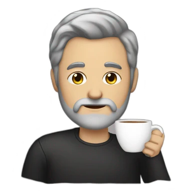 Man with grey hair and black beard sipping coffee sticker