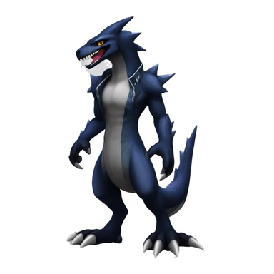 Black Cool Edgy Nargacuga-Garchomp-Sergal Fakémon with Edgy markings,  full body sticker