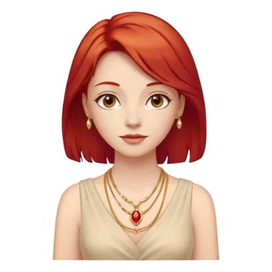 lady-in-light beige-dress-,-red-hair,-wearing-necklace sticker