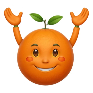 an Orange with arms and face expression sticker