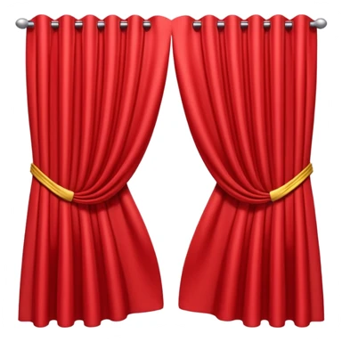 A 3D emoji of red theater curtains in , slightly parted in the middle with soft folds. Glossy, smooth texture, minimal Apple-style rendering, isolated on a white background.




 sticker