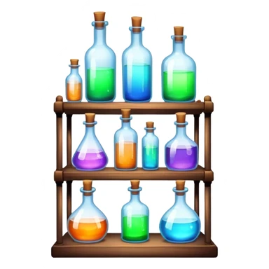 Rack of potions with a white glowing aura sticker