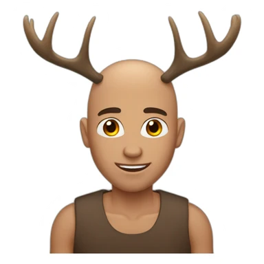 Bald young Man brown eyes with Moose antlers sticker