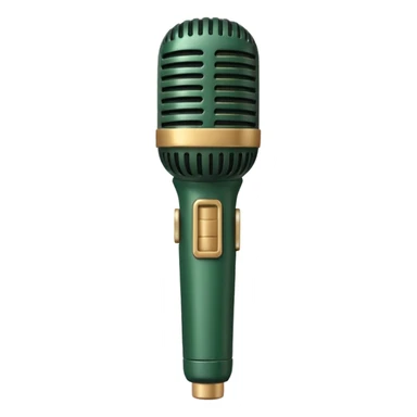 dark green radio microphone with beige inserts, only these two colors, slightly side view, emoji style sticker