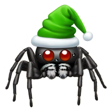 Jumping Spider with Christmas hat sticker