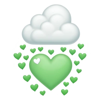 Cloud with green hearts on it  sticker