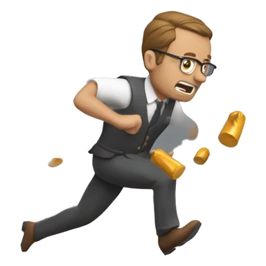 Man dodging bullets sticker