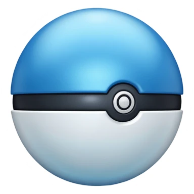 blue pokeball emoji, top half is a more saturated blue, bottom half is white, black stripe, with a white sheen, with a pearlescent finish, with a metallic sheen sticker