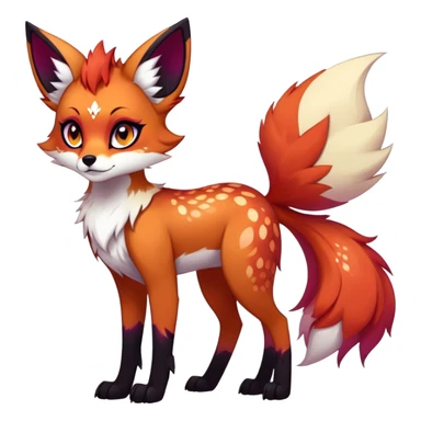 Vibrant edgy gothic Falvie-Fionbri-creature-sparkle-vixen-fursona, full body, with random markings sticker