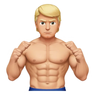 Donald Trump with six pack abs, muscular figure, blonde hair sticker