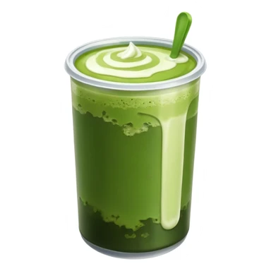 Iced matcha in a plastic can we can see the two color of mil and of matcha  sticker