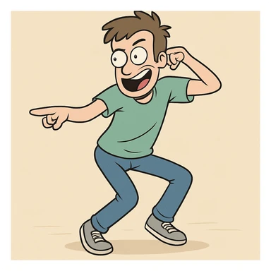 a man doing the Griddy dance, energetic pose, simple background sticker