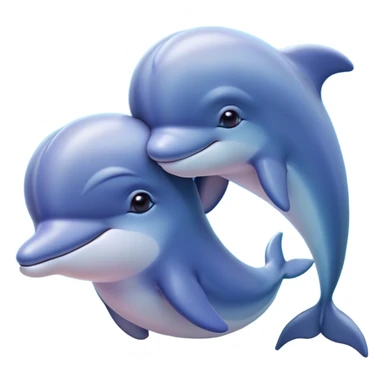 Cinematic Huggable Dolphin Portrait Emoji, Embracing a cuddly, rounded form with a soft, inviting silhouette and a gentle, warm smile, featuring smooth, glossy skin and large, endearing eyes that sparkle with affection, Simplified yet irresistibly adorable features, highly detailed, glowing with a tender, pastel aquatic glow, high shine, comforting and delightful, stylized with an air of plush marine lovability, soft glowing outline, capturing the essence of a super cute dolphin that seems as if it could be hugged into your heart! sticker