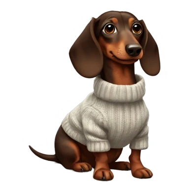 Dark Brown Long-haired dachshund in sweater  sticker