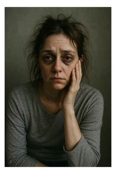 donna con stanchezza cronica distrutta e stanca sticker