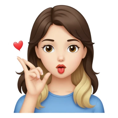 Brunette girl blowing a kiss blonde boy catching jt sticker