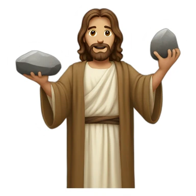 jesus holding rock sticker