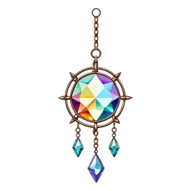 Hanging chained sun-catcher with crystal gemstones  sticker