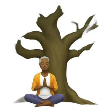 Yogi meditating under tree sticker