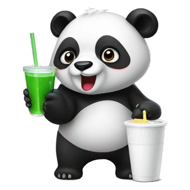 panda holding drink sticker