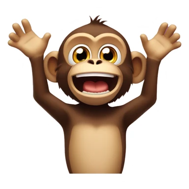 a monkey with a cheeky grin and their hands up sticker