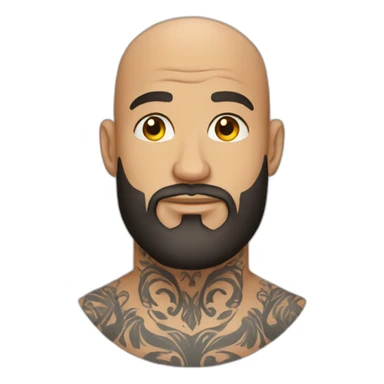 bald man with tattoos and beard sticker