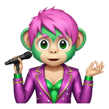 pink and green singer superstar monkey sticker