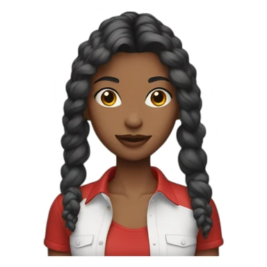 model wearing red shirt sticker