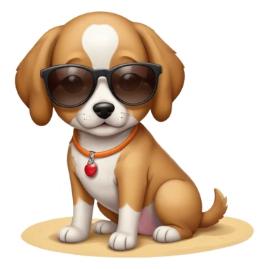 A dog with a sunglassed on the beatch  sticker