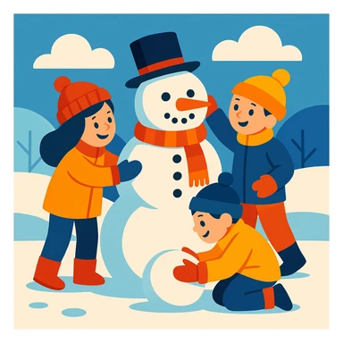 people making a snowman sticker