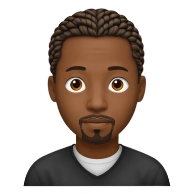 Hazme un emoji de un hombre negro con trenzas cortas (pero un poco largas) y una pequeña perilla sin bigote sticker