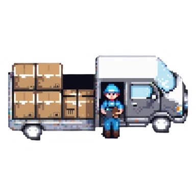 logistics professional with truck and warehouse sticker