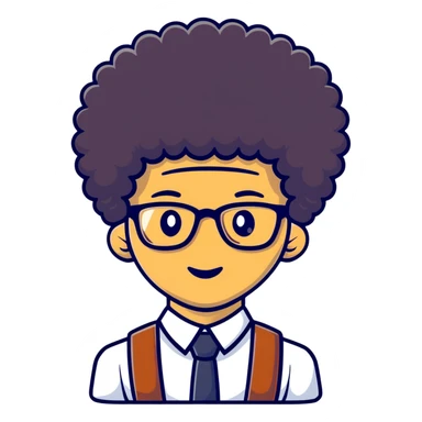 light skin nerd with afro sticker