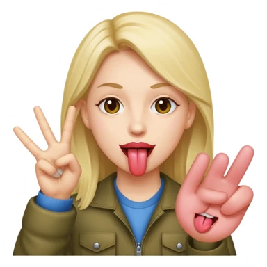Tongue out with peace sign sticker